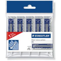 Staedtler 255 Mars Micro Carbon Mechanical Pencil Lead - 0.7mm Tip - HB - (10 Tubes /Pack)