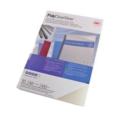 GBC IB387159 PolyClear Cover, 450 Micron, A4 Frosted Pack of 50
