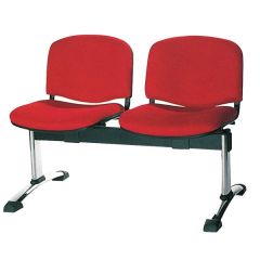 Mazaya MF 0312 Two Seater Bench with Chrome Metal Leg - Red In Leather
