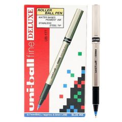 Uni-ball UB177 Fine Deluxe Rollerball Pen - 0.7 mm Ball - Blue (Pack of 12)