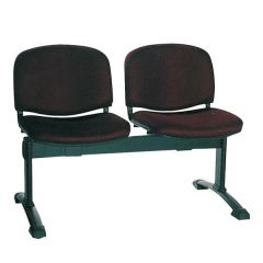 Mazaya MF 0313 Two Seater Bench with Black Metal  Leg - Brown In Fabric