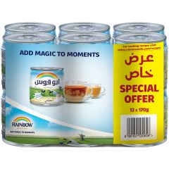Rainbow Original Evaporated  Milk - 170 Grams x (Pack of 12)