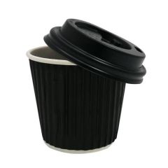 Galaxy 4Oz Ripple Cup with Lid - Black (Pack of 1000) 