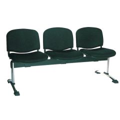 Mazaya MF 0314 Three Seater Bench with Chrome Metal Leg - Black In Leather