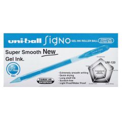 Uni-ball UM-120 Signo Gel Ink Rollerball Pen - 0.7mm Ball - Light Blue (Pack of 12)