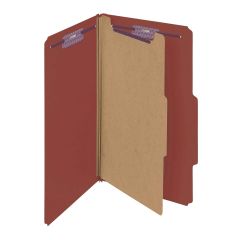 Smead 18775 Pressboard Classification Folder with Safeshield Fasteners 18775, 1 Divider, 2" Expansion, Legal, Red