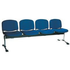 Mazaya MF 0316 Four Seater Bench with Chrome Metal Leg - Blue In Leather