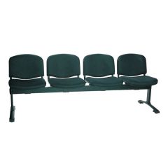 Mazaya MF 0317 Four Seater Bench with Black Metal Leg - Black In Leather