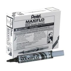 Pentel MWL5M Maxiflo Whiteboard Marker - Medium Bullet Tip - Black (Pack of 12)