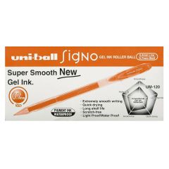 Uni-ball UM-120 Signo Gel Ink Rollerball Pen - 0.7mm Ball - Orange (Pack of 12)