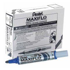 Pentel MWL5M Maxiflo Whiteboard Marker - Medium Bullet Tip - Blue (Pack of 12)