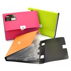 Deli 38125 Expanding File with 7 Pockets - A4 - Assorted Color (Pack of 12)