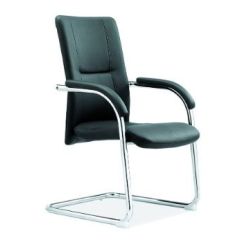 Mazaya MF 82BC Visitor Chair with Padded Arms - Black In PU Leather