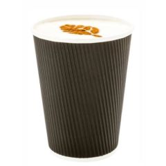 ECW Disposable 12Oz Ripple Wall Coffee & Tea Cup - Black (Pack of 500)