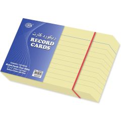 FIS FSIC85YL Ruled Yellow Record Cards - 240GSM - 8" x 5" (100 Cards) 