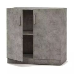 MHM Modern Medium Height Cabinet with 2 Shelves, Light Concrete