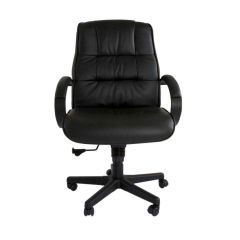 MHM Atvor 708-1 Leather Executive Low Back Chair, Black