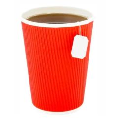 ECW Disposable 12Oz Ripple Wall Coffee & Tea Cup - Red (Pack of 500)