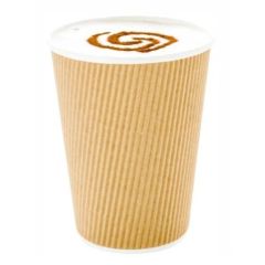 ECW Disposable 12Oz Kraft Ripple Wall Coffee & Tea Cup  (Pack of 500)