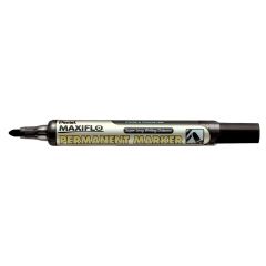 Pentel NLF50 Maxiflo Permanent Marker - Bullet Tip - Black (Pack of 12)
