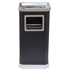 Brooks BKS SS ASH 472 Ashtray Bin D-Top Model - Black - (L)320 x (W)260 x (H)650mm