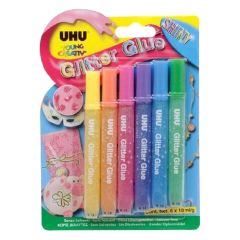 UHU UHGLITTER Original Glitter Glue - 10ml x 6 Pieces