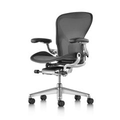 Herman Miller Aeron Remastered Chair - Graphite Frame / Aluminum Base - Size C