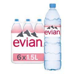 Evian Natural Mineral Water - 1.5 Liter PET Bottle x (Pack of 6)