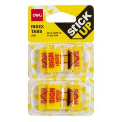 Deli EA10101 Index Tabs, 44×25mm, Assorted, (2 x 50 Sheets)