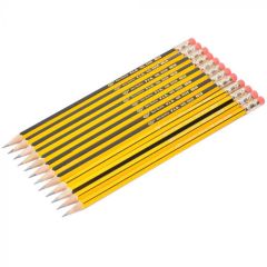 FIS FSPE2220HB Premium Lead Pencil with Eraser - HB (Pack of 12)