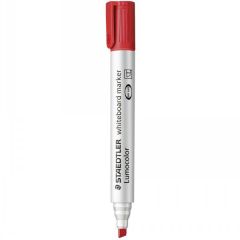 Staedtler 351B Lumocolor White Board Marker - 2-5mm Chisel Tip - Red (Pack of 10)