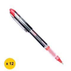 Uni-ball UB205 Vision Elite Micro Rollerball Pen - 0.5 mm - Red (Pack of 12)