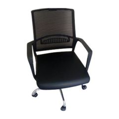 Mazaya MF 206MB Medium Back Revolving Chair with Mesh Back - Black In PU Leather