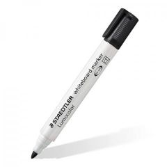 Staedtler 351 Lumocolor White Board Marker - 2mm Bullet Tip - Black (Pack of 10)