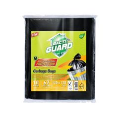 Bacti Guard Black Garbage Bags - 67 Gallon - 105 x 125cm (Pack of 10)