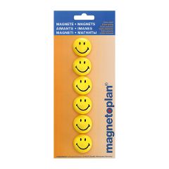 Magnetoplan COP 16672 Magnetic Smileys  - 30mm(D) - Yellow (Pack of 6)