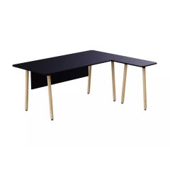 MHM TJ HYT34-16L Black Executive Workstation with Wooden Storage Unit, 160 cm