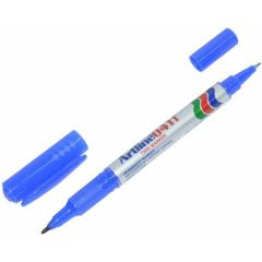 Artline 041T 2-In-1 Permanent Marker - 0.4mm & 1mm Tip - Blue (Pack of 12)