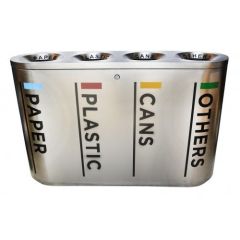 Brooks 4 STR 114 Stainless Steel 4 Stream Outdoor Recycle Bin - 1250(L) x 35(W) x 81.5(H)cm  