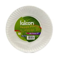 Falcon 9" Paper Plates - White (Pack of 100)