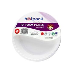 Hotpack  10" Foam Plate - White - 25 Pieces x (Pack of 20)