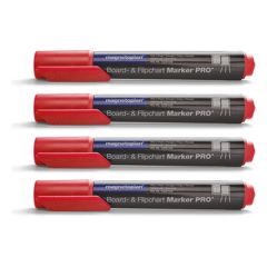 Magnetoplan COP 1228106 Dry Erase White Board & Flipchart - Bullet Tip - Red (Pack of 4)