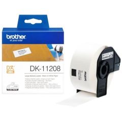 Brother DK-11208 Large 38 x 90mm Address Labels - Black on White - 400 Labels / Roll