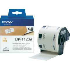 Brother DK-11209 Small 29 x 62mm Address Labels - Black on White - 800 Labels / Roll