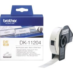 Brother DK-11204 Multi Purpose 17 x 54mm Labels  - Black on White - 400 Labels / Roll