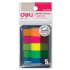 Deli 9060 Memo Paper - 45 x 12mm, 5 Colors x 20 Sheets (24 Pads / Pack)