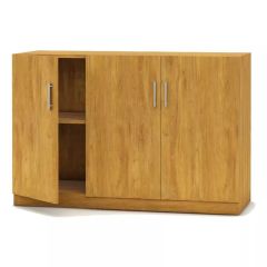 MHM Modern 3 Door Credenza with 2 Shelves, Light Walnut