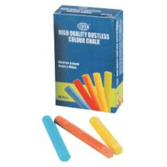 FIS FSCTCOL10 High Quality Dustless Chalk - Assorted Color (Pack of 10)