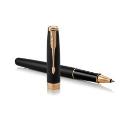 Parker 8021103 Sonnet Roller Ball Pen - Gold Trim - Matte Black