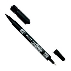 Pilot SCA-TM Twin Marker - Fine & Extra File Tip - Black (Pack of 12)